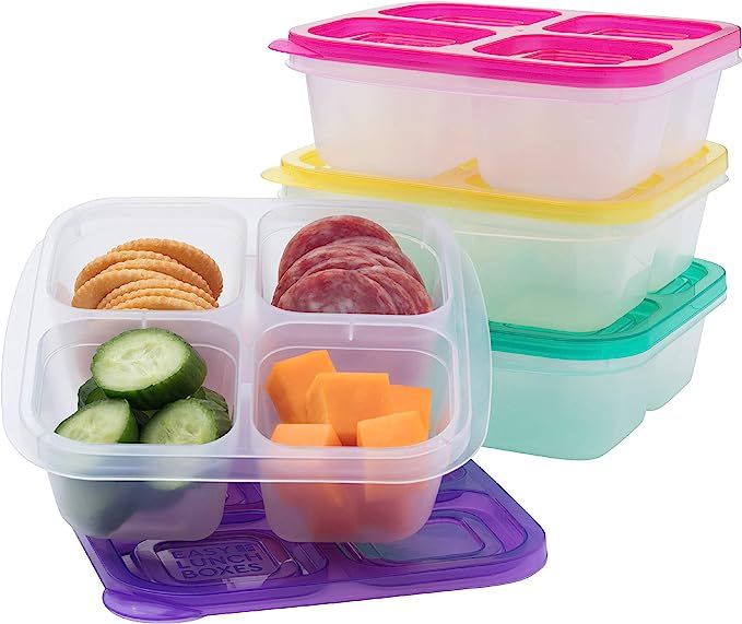 EasyLunchboxes® - Bento Snack Boxes - Reusable 4-Compartment Food Containers for School, Work an... | Amazon (US)