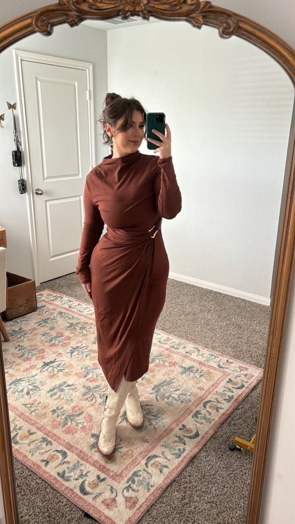 the perfect western chic wedding guest dress. size medium! all linked items are exact.

#LTKWedding #LTKootd #LTKMidsize

western style, western fashion, cowgirl chic, chocolate brown, mini dress, cowgirl boots 
