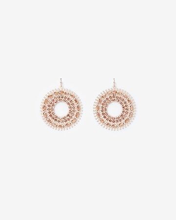 beaded filigree circle drop earrings | Express