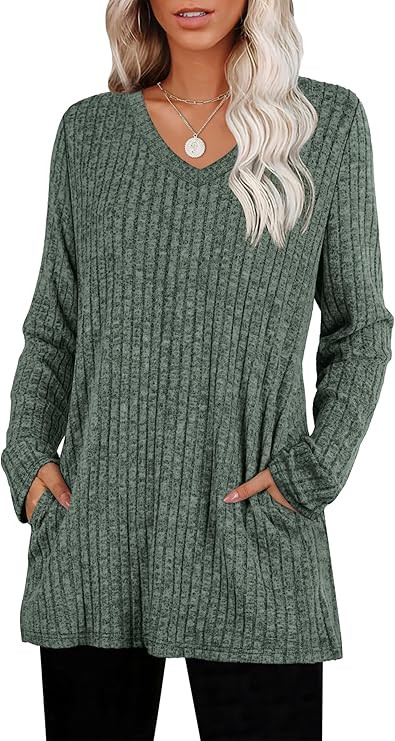 WIHOLL Womens Tops Fall Fahion 2025 Long Sleeve Shirts Casual Lightweight Tunic Sweaters Fashion ... | Amazon (US)