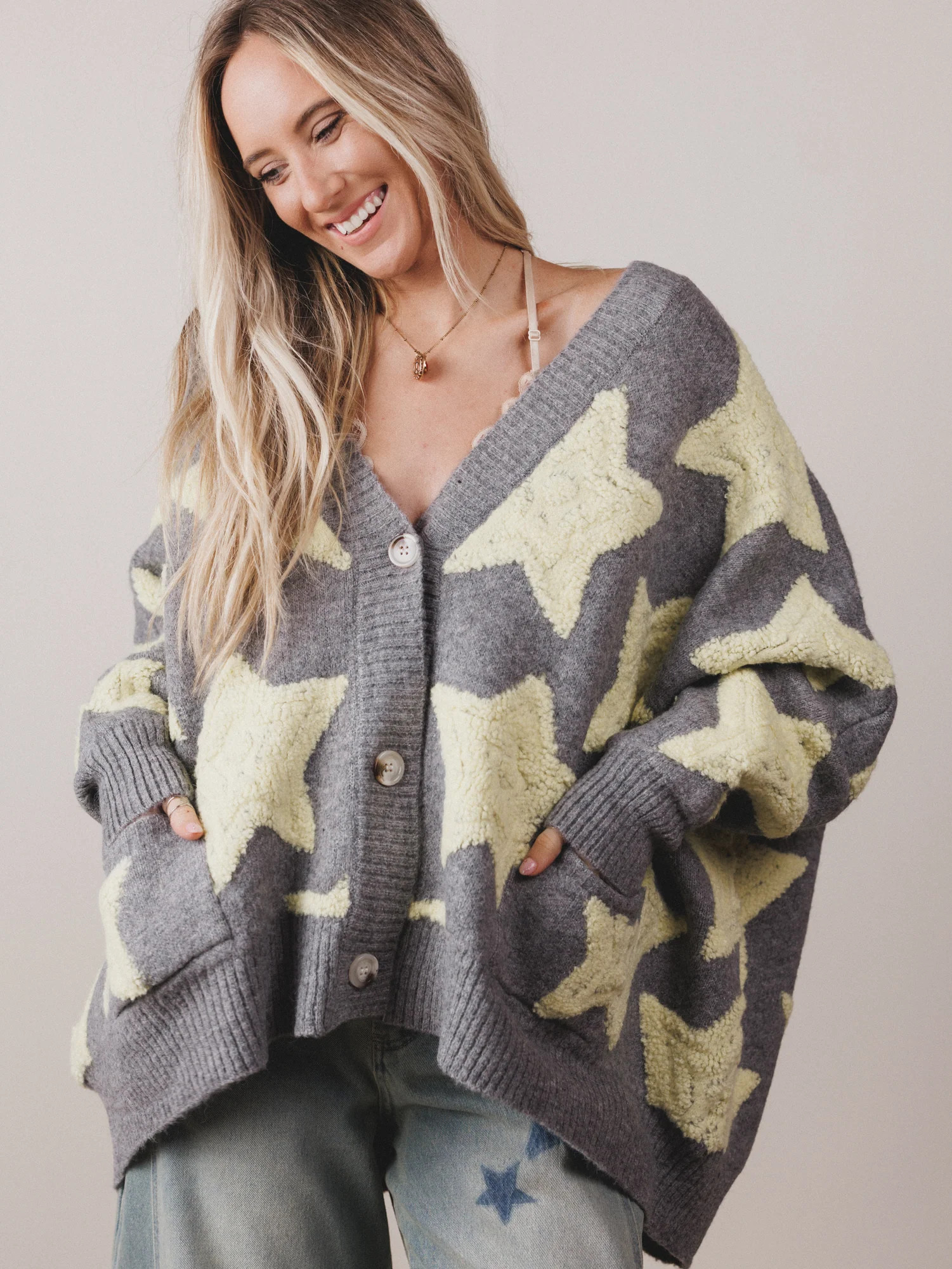 Wrapped In Stars Cardigan - Yellow | Three Bird Nest
