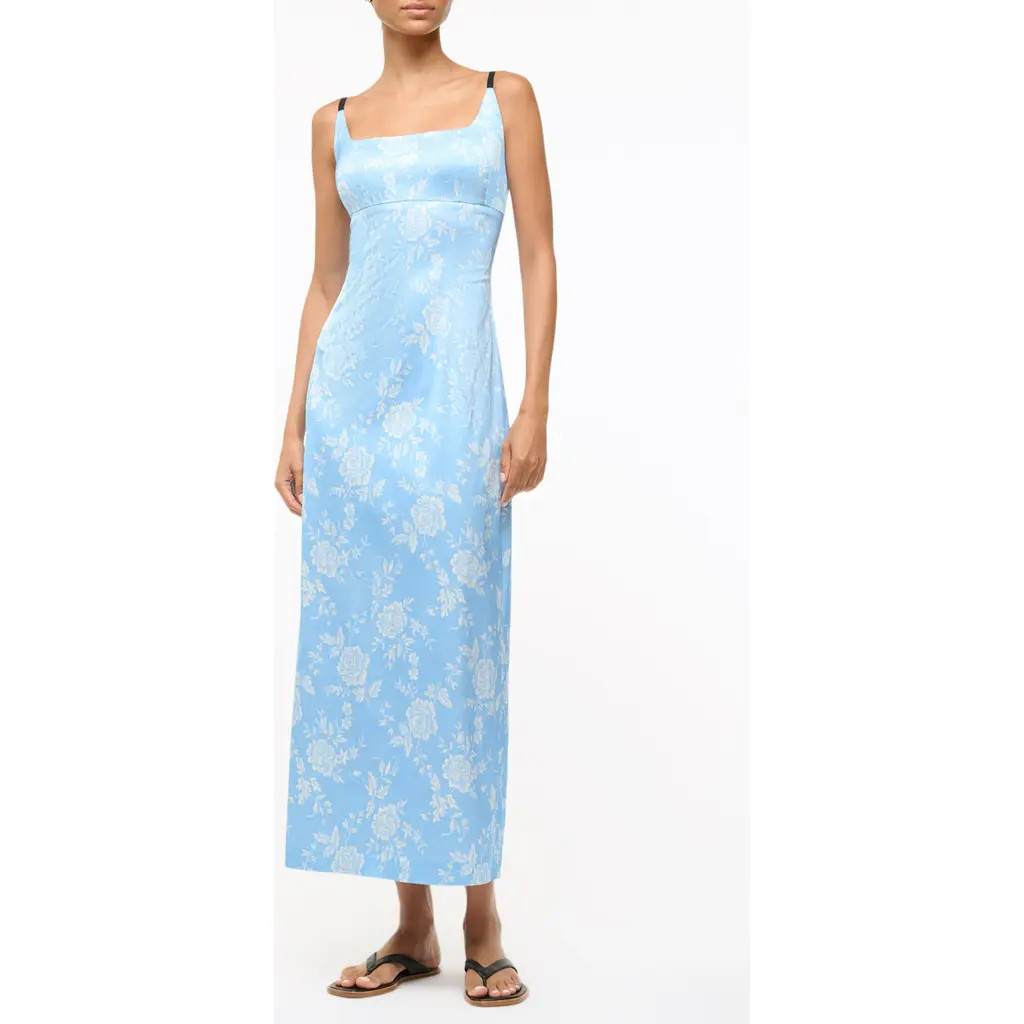 STAUD Carol Print Sleeveless Maxi Dress in Blue Rose at Nordstrom Rack, Size 16 | Nordstrom Rack