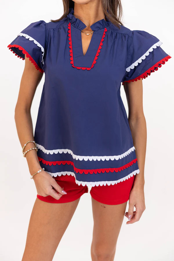 Have Some Fun Navy Blouse | The Mint Julep Boutique