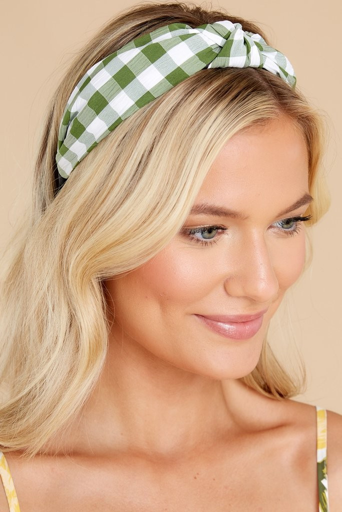 Timeless Beauty Green Gingham Headband | Red Dress 