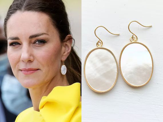 Kate Middleton Duchess Genuine White Mother of Pearl Oval Gold | Etsy | Etsy (US)