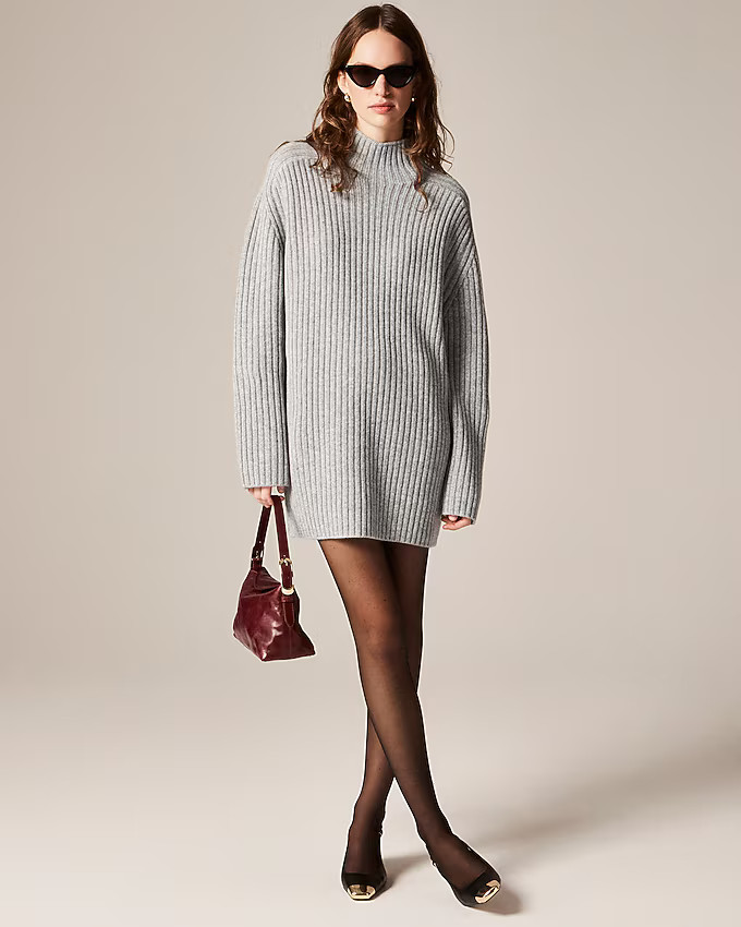 Ribbed turtleneck mini sweater-dress in vintage wool | J. Crew US