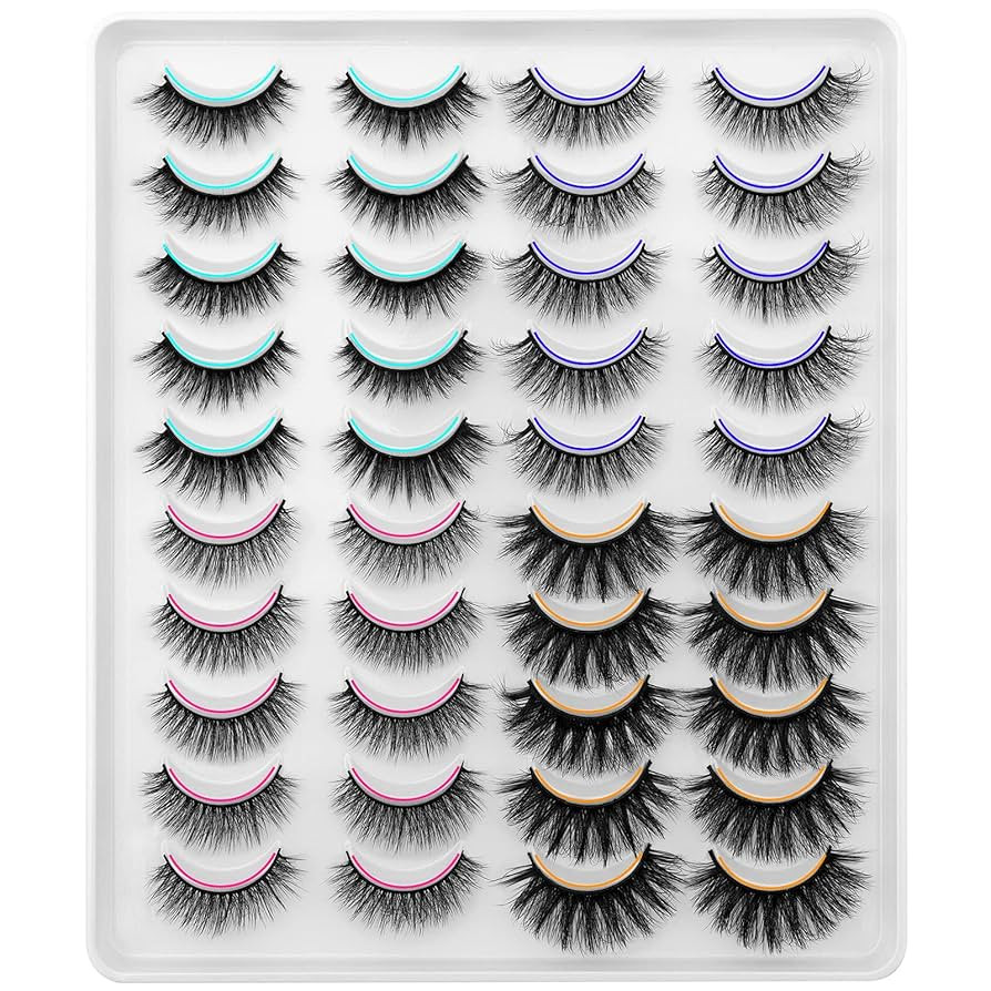 DYSILK Fluffy Lashes False Eyelashes - Lashes Mink 20 Pairs Wispy Lashes 6D 4 Styles Mixed Faux M... | Amazon (US)