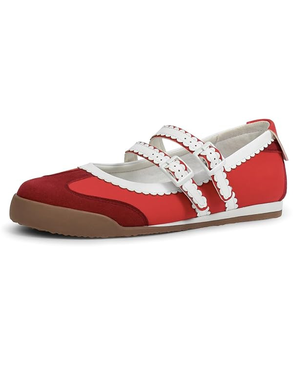 Fashion Sneakers for Women Mary Jane Sneakerina Ballet Sneakers Comfortable Ballet Flat Two Strap... | Amazon (US)