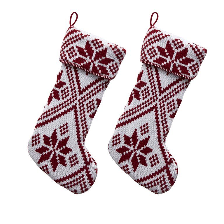 My Texas House Noah Red Knit Christmas Stockings, 21" (2 Count) - Walmart.com | Walmart (US)