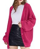 QUALFORT Women's Cardigan Sweater 100% Cotton Button-Down Long Sleeve Oversized Knit Outerwear | Amazon (US)
