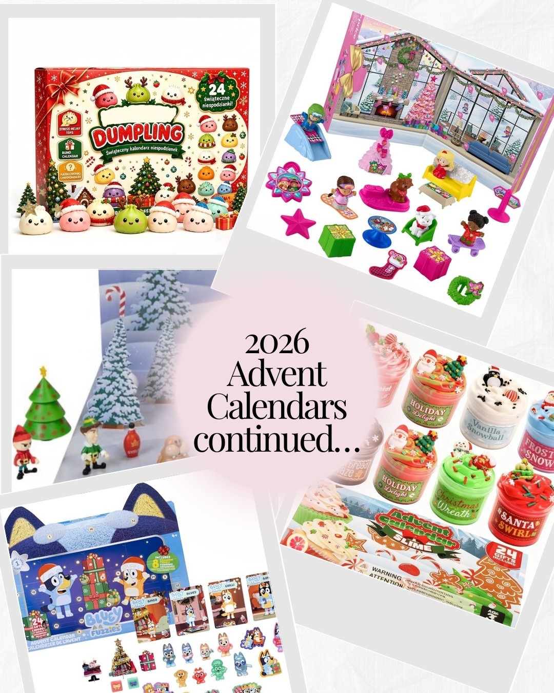 2026 kids Christmas advent calendars continued. Elf, Barbie x Little People, Bluey Fuzzies, Dumplings, Lego, Lego Disney Princesses, slime, and more!

#LTKmomlife #LTKSeasonal #LTKKids