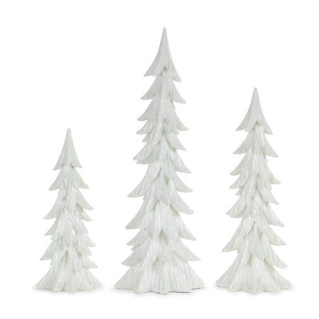 Set of 3 White Christmas Tree Tabletop Decors 24 | Walmart (US)