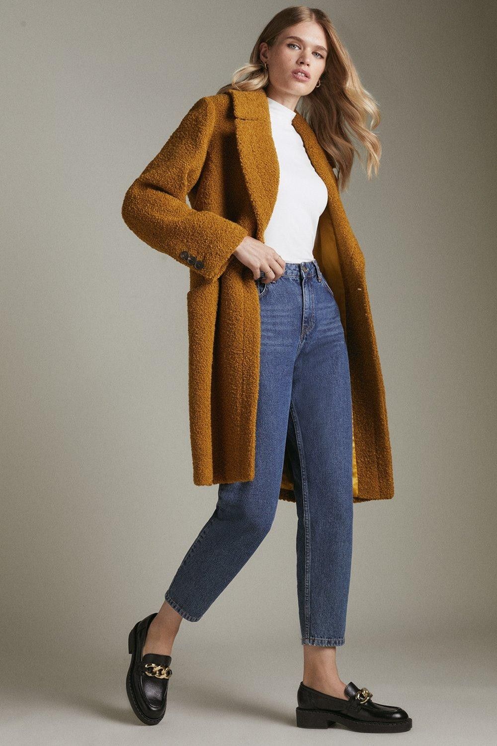 Premium Wool Blend Textured Coat | Karen Millen UK & IE