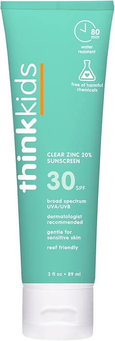 Thinkkids SPF 30 Mineral Sunscreen, Clear Zinc Oxide, 3 fl oz – Natural, Water Resistant, Kids ... | Amazon (US)