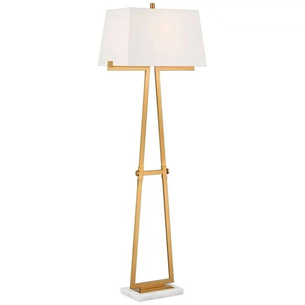 Possini Euro Design Modern Floor Lamp 65" Tall Warm Gold Metal White Linen Rectangular Shade Deco... | Walmart (US)