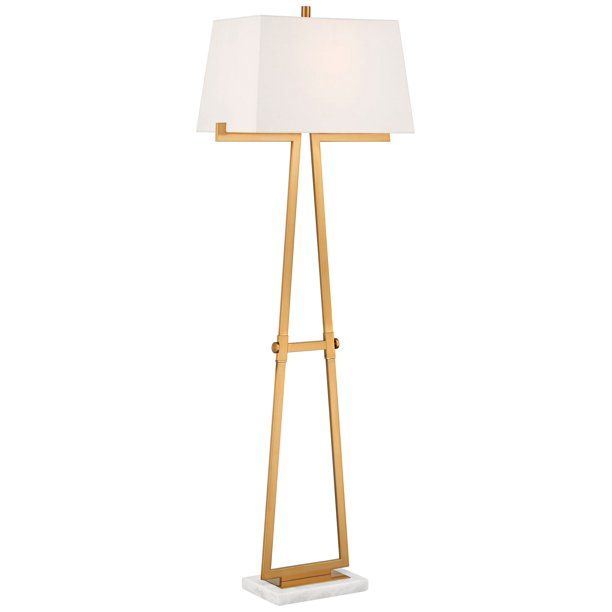 Possini Euro Design Modern Floor Lamp 65" Tall Warm Gold Metal White Linen Rectangular Shade Deco... | Walmart (US)