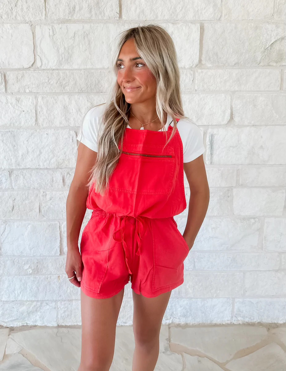 Gigi Red Overalls (preorder ships July 31st) | CK Squared Boutique