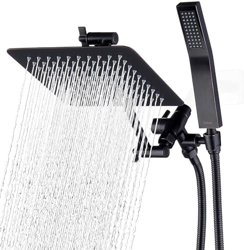 G-Promise All Metal 8" Dual Square Shower Head Combo | Rain Shower Head | Handheld Shower Wand | ... | Amazon (US)