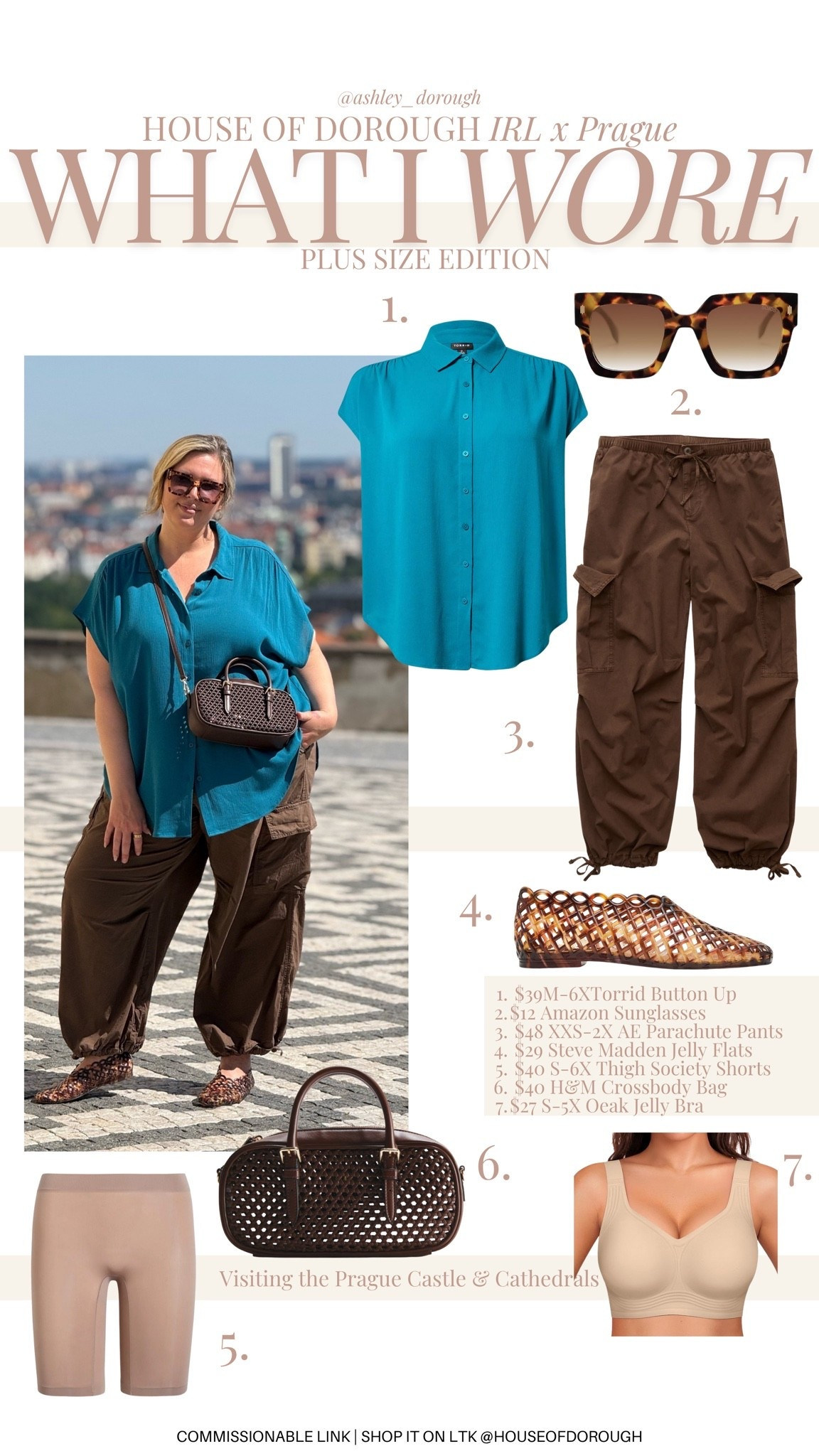 What I wore in Europe!! Wearing a XXL in the brown pants, an 18/20 in the short sleeve button up top. Plus size, outfit inspo, travel outfit, mom life, apron belly, summer fashion

#LTKSeasonal #LTKTravel #LTKPlusSize