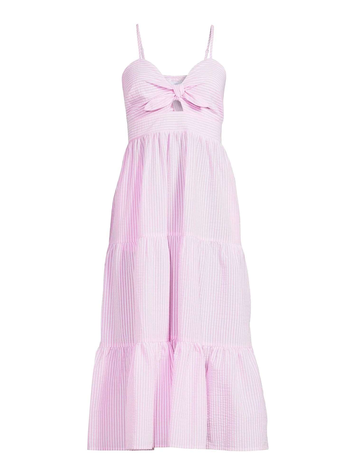 Time and Tru Women's Sleeveless Tie Bodice Midi Dress | Walmart (US)