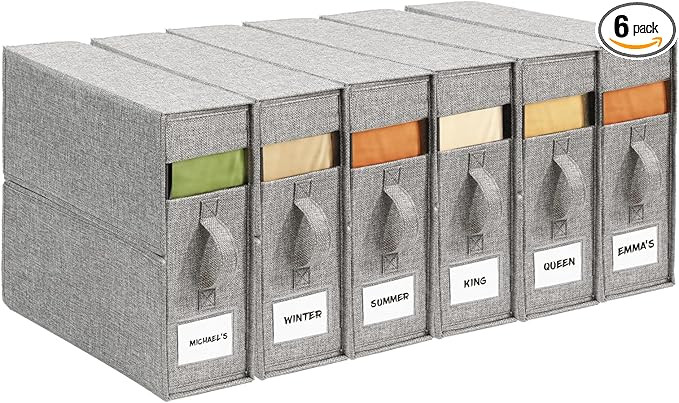 6Pack Sheet Organizers and Storage - King/Queen Size Sheet Storage Organizer with Window, Foldabl... | Amazon (US)