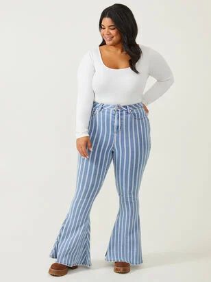 Incrediflex Striped Flare Jeans | ARULA | Arula