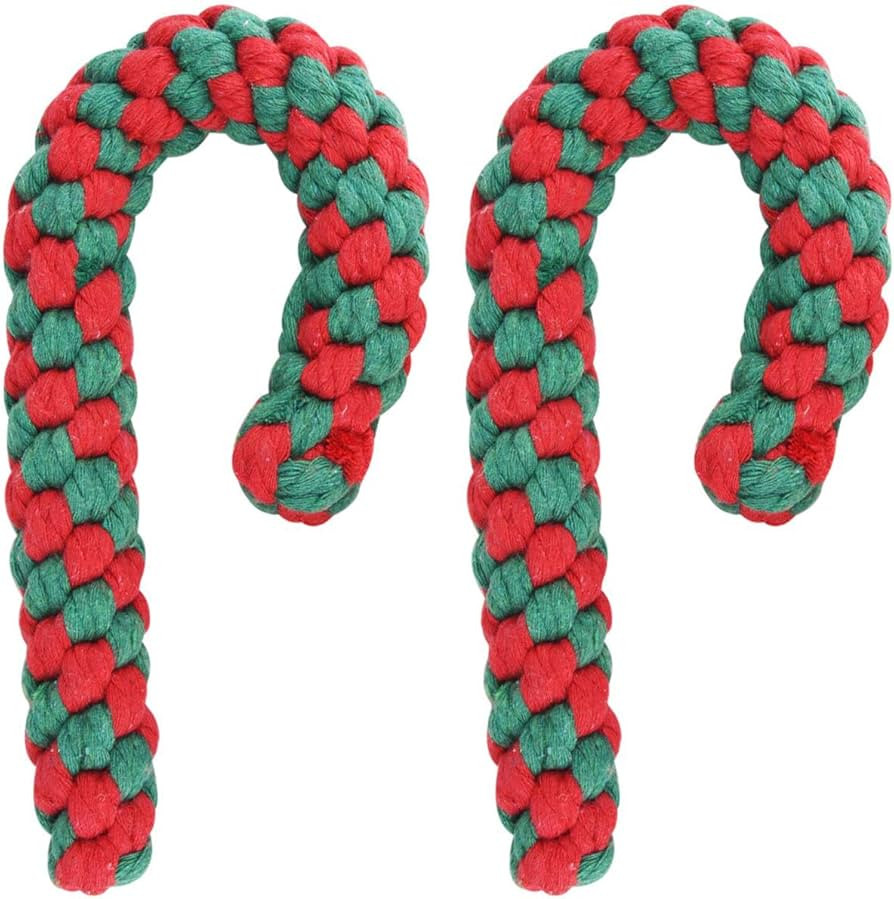 MAIAGO Christmas Stocking Toy, 2 Pack Christmas Dog Rope Toy Gift Set Candy Cane Rope Toy Cotton ... | Amazon (US)