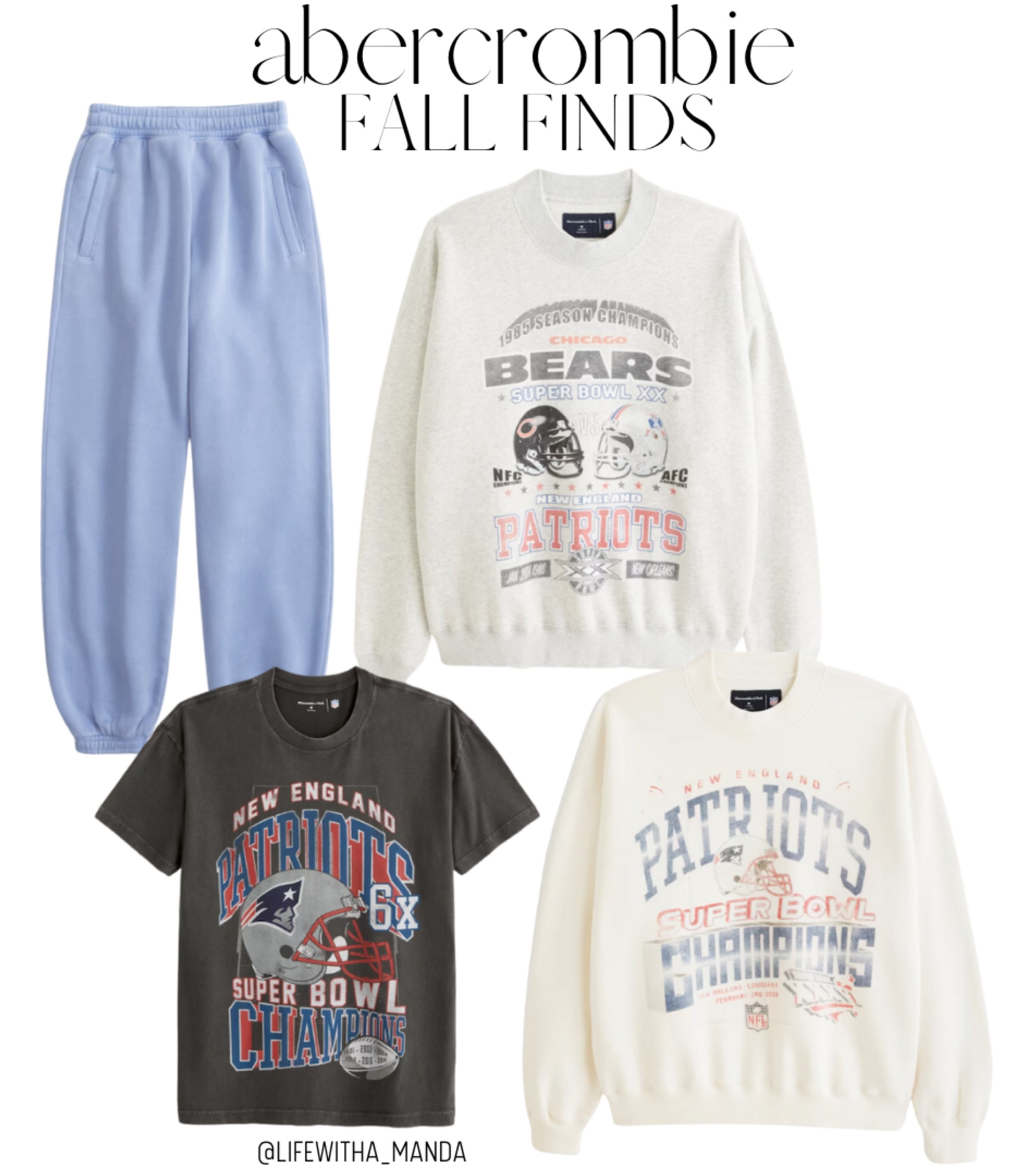 Football season😍💙

#nfl #football #footballseason #gamedayoutfit #patriots #graphictee #sweatpants #joggers #abercrombie #abercrombiefinds 
#sweatshirt

#LTKSale #LTKSeasonal #LTKfitness