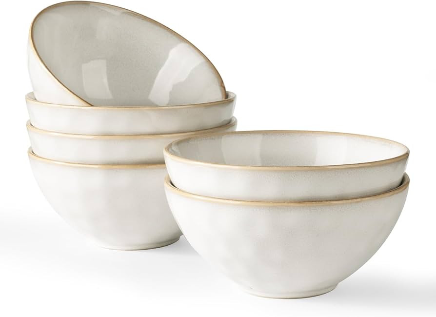 famiware Cereal Bowls Set of 6, Ocean Round Soup Bowls, Rice Serving Bowl Oatmeal Bowls, Reactive... | Amazon (US)