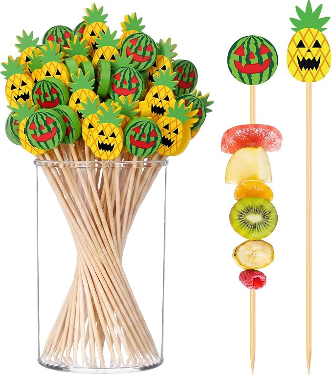 Chengu 200 Pcs Summer Halloween Toothpicks 4.7 Inch Bamboo Cocktail Picks Summer Halloween Party ... | Amazon (US)
