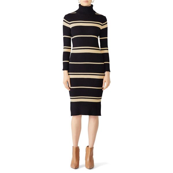 J.o.a. Striped Turtleneck Sweater Dress black-print | Rent the Runway