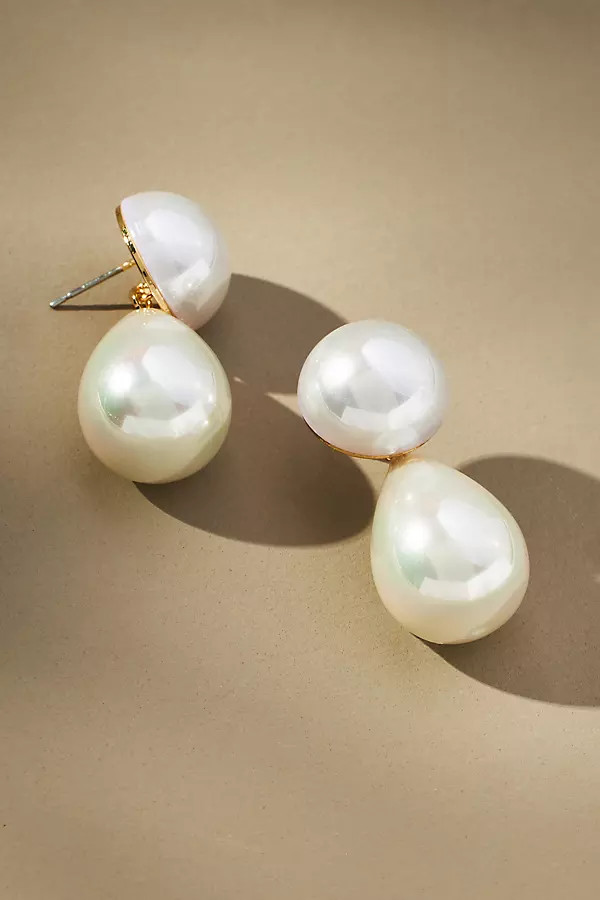 Double Pearl Drop Earrings | Anthropologie (US)