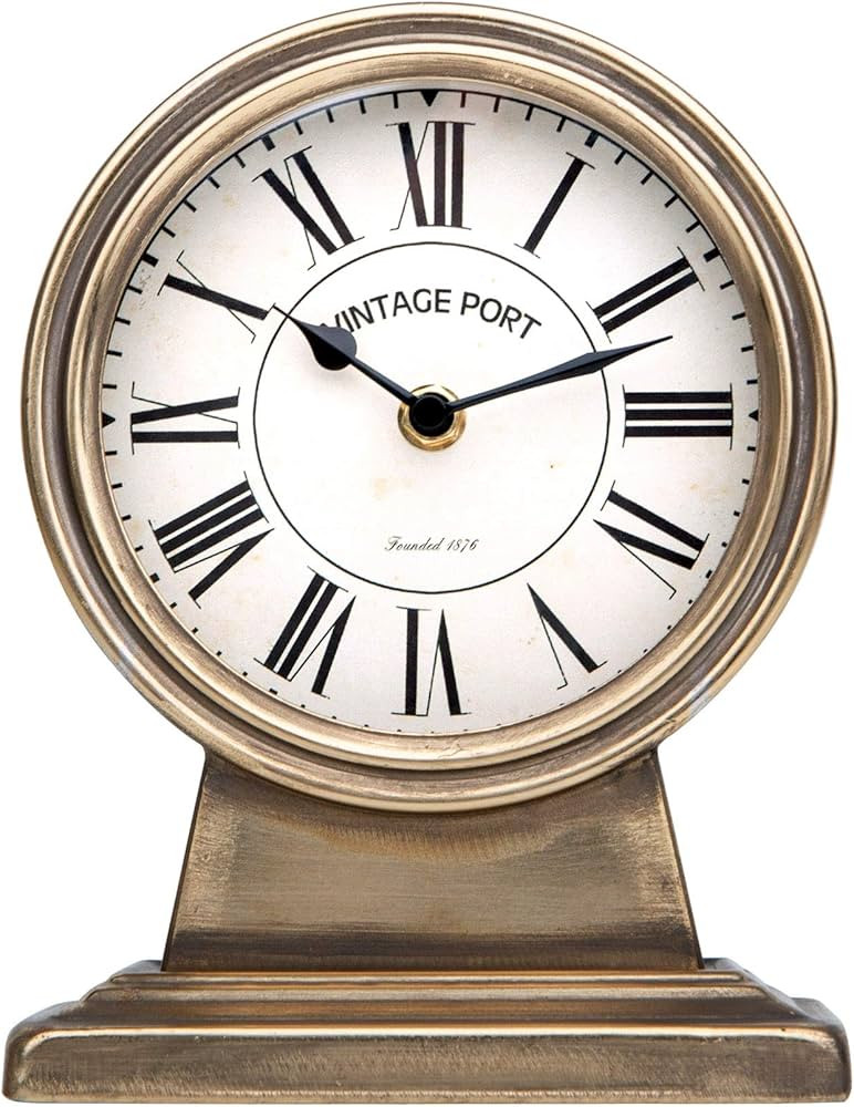 NIKKY HOME Vintage Gold Mantle Clock, Silent Non-Ticking Battery Operated Rustic Table Desk Shelf Cl | Amazon (US)