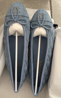 CHANEL Blue denim  Ballet Flats Round Toe Size 7, new with Box! Fall/Winter | eBay | eBay US