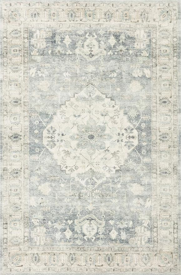 Loloi II Rosette Collection ROS-07 Denim/Fog, Traditional 7'-6" x 9'-6" Area Rug | Amazon (US)