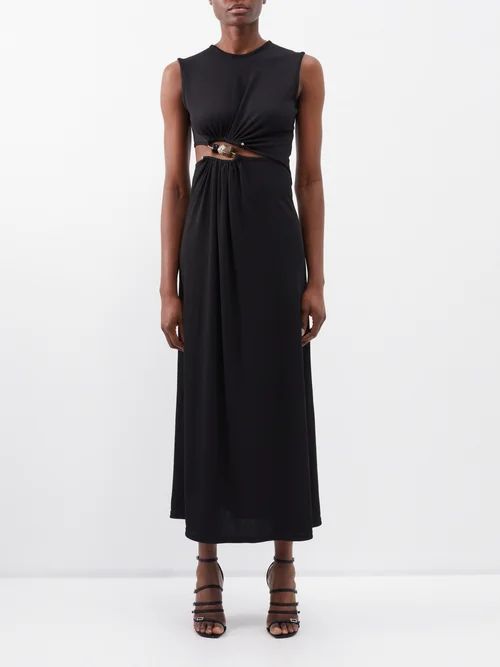 Christopher Esber - Cutout Embellished Ribbed-knit Maxi Dress - Womens - Black | Matches (US)