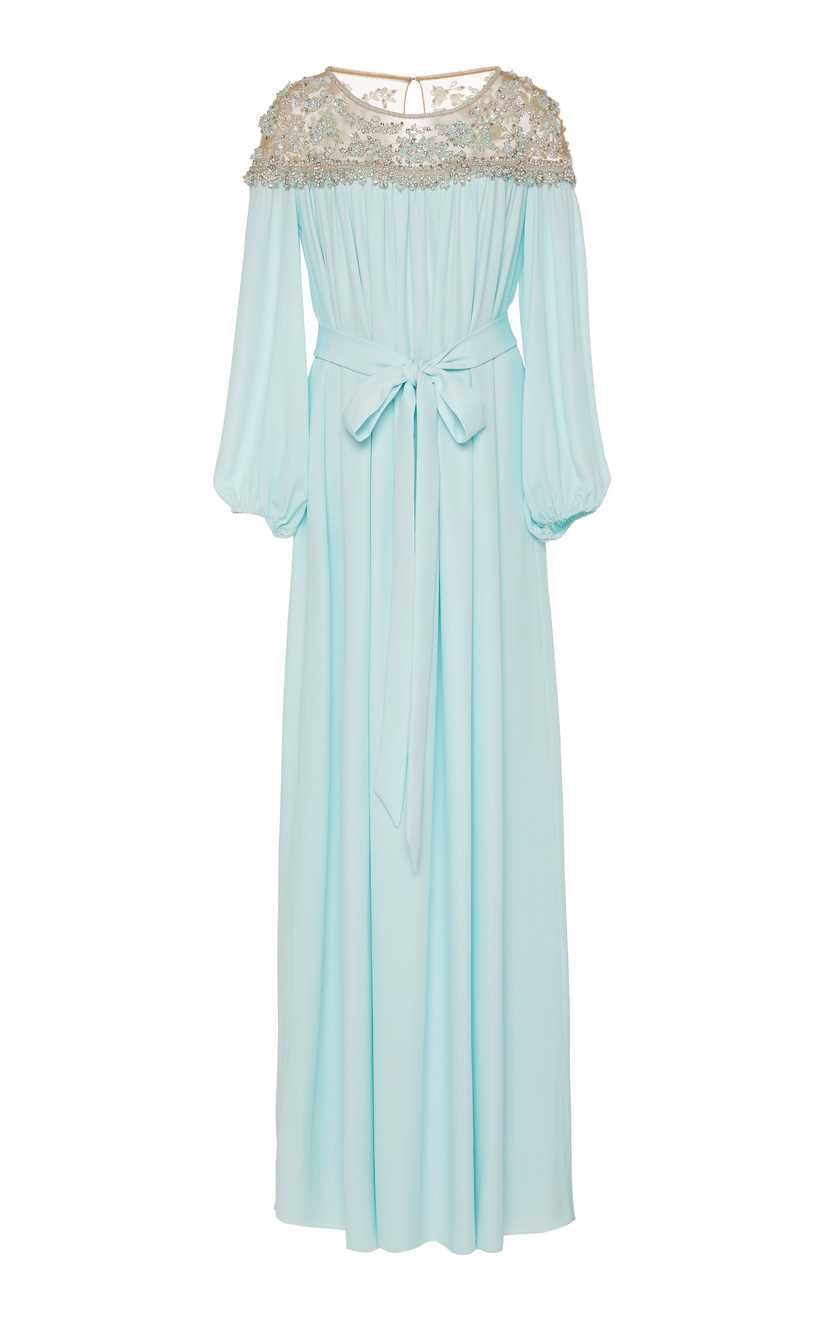 Crystal And Pearl Embellished Silk-Georgette Caftan Dress | Moda Operandi Global