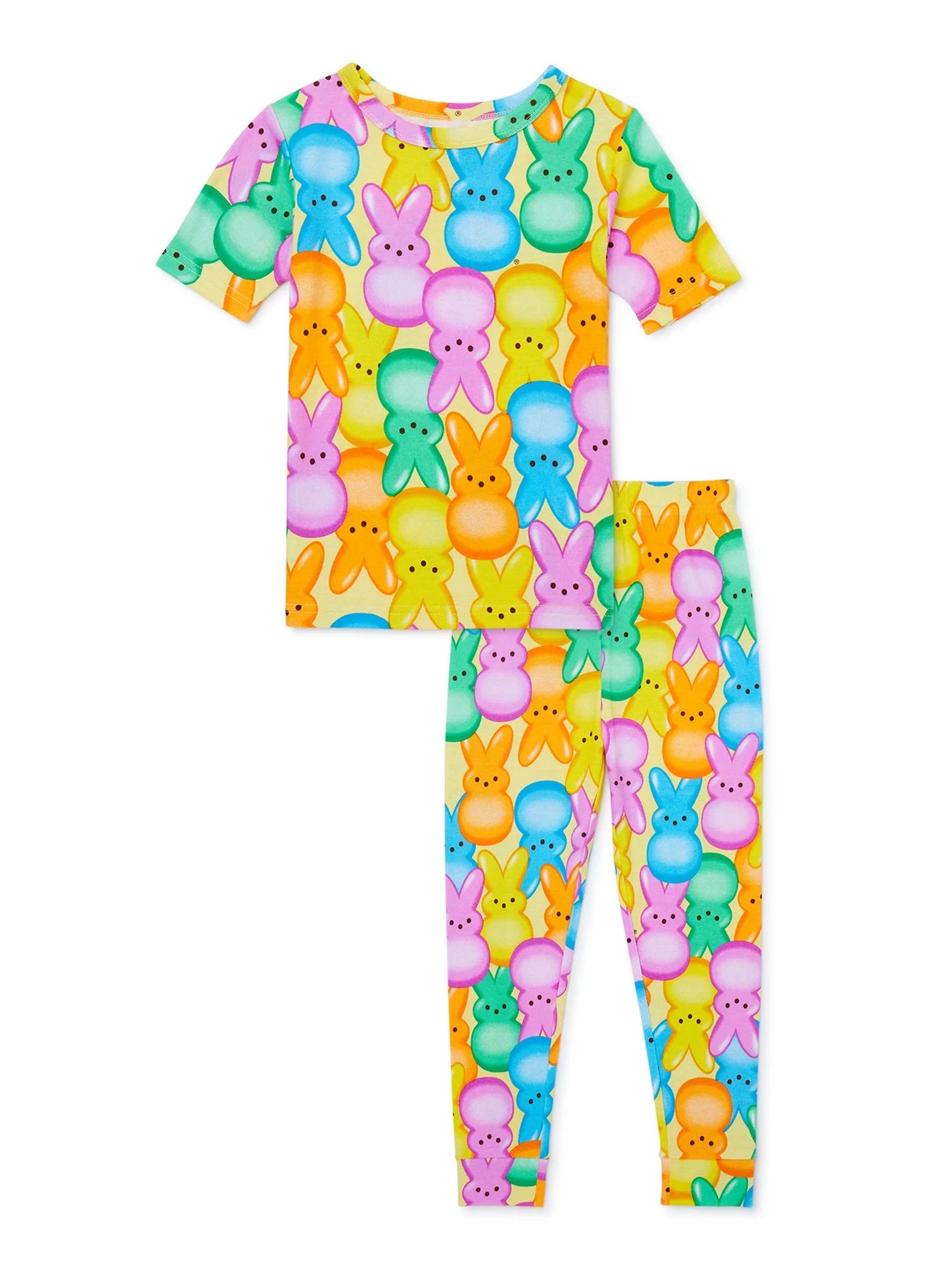 Easter Peeps Girls' Short Sleeve Pajama Set, 2-Piece, Sizes 4-10 - Walmart.com | Walmart (US)
