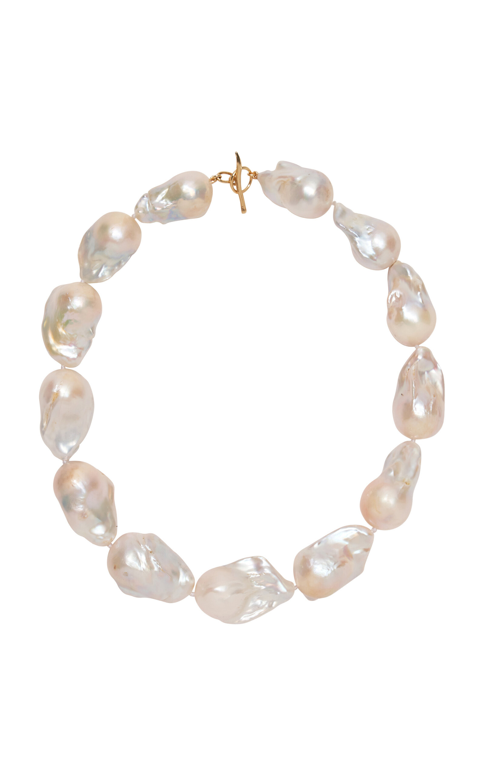Extra Large White Baroque Pearl & 14K Gold Necklace | Moda Operandi (Global)
