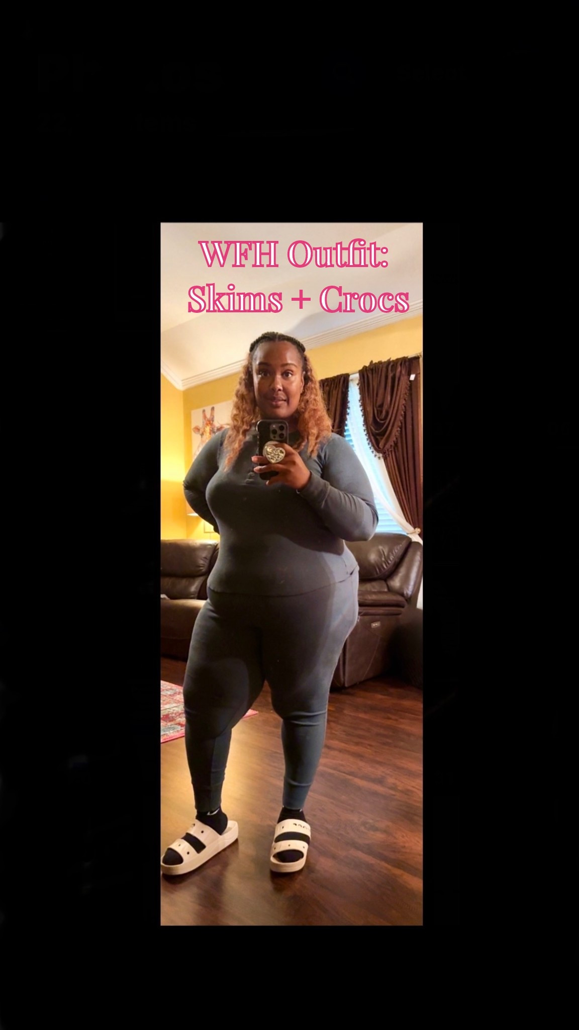 WFH uniform but make it cute ✨ Both my top + bottoms are SKIMS (the shade I’m wearing is sold out but I linked the same set in other colors). Finished off with my Crocs sandals — comfy, casual, and perfect for getting work done from home. I also love this set for travel days and the airport ✈️.

#LTKFallSale #LTKTravel #LTKPlusSize
