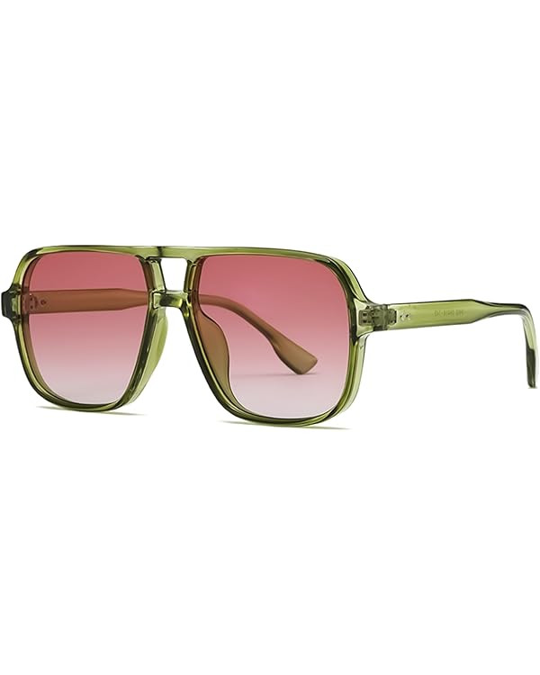 LOJUDI Retro 70s Sunglasses Womens Mens - Pilot Square Tinted Lens Oversized Vintage Ladies Sun G... | Amazon (UK)