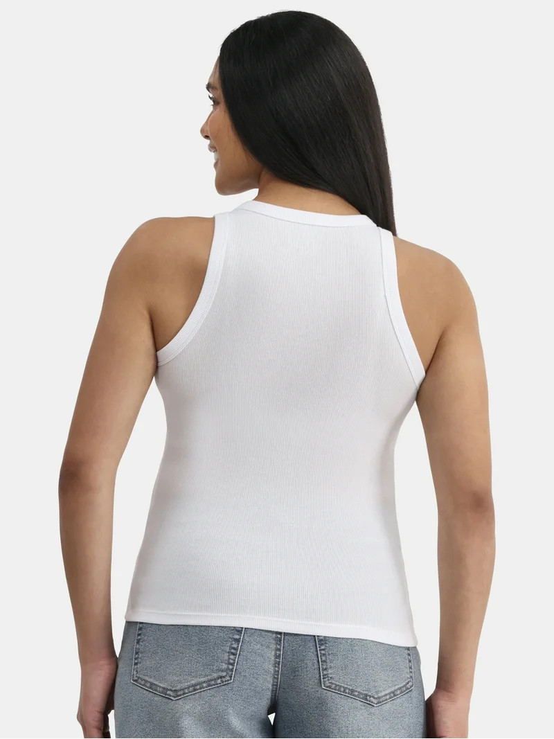 Time and Tru Women's High Neck Ribbed Tank Top, Sizes XS-XXXL - Walmart.com | Walmart (US)