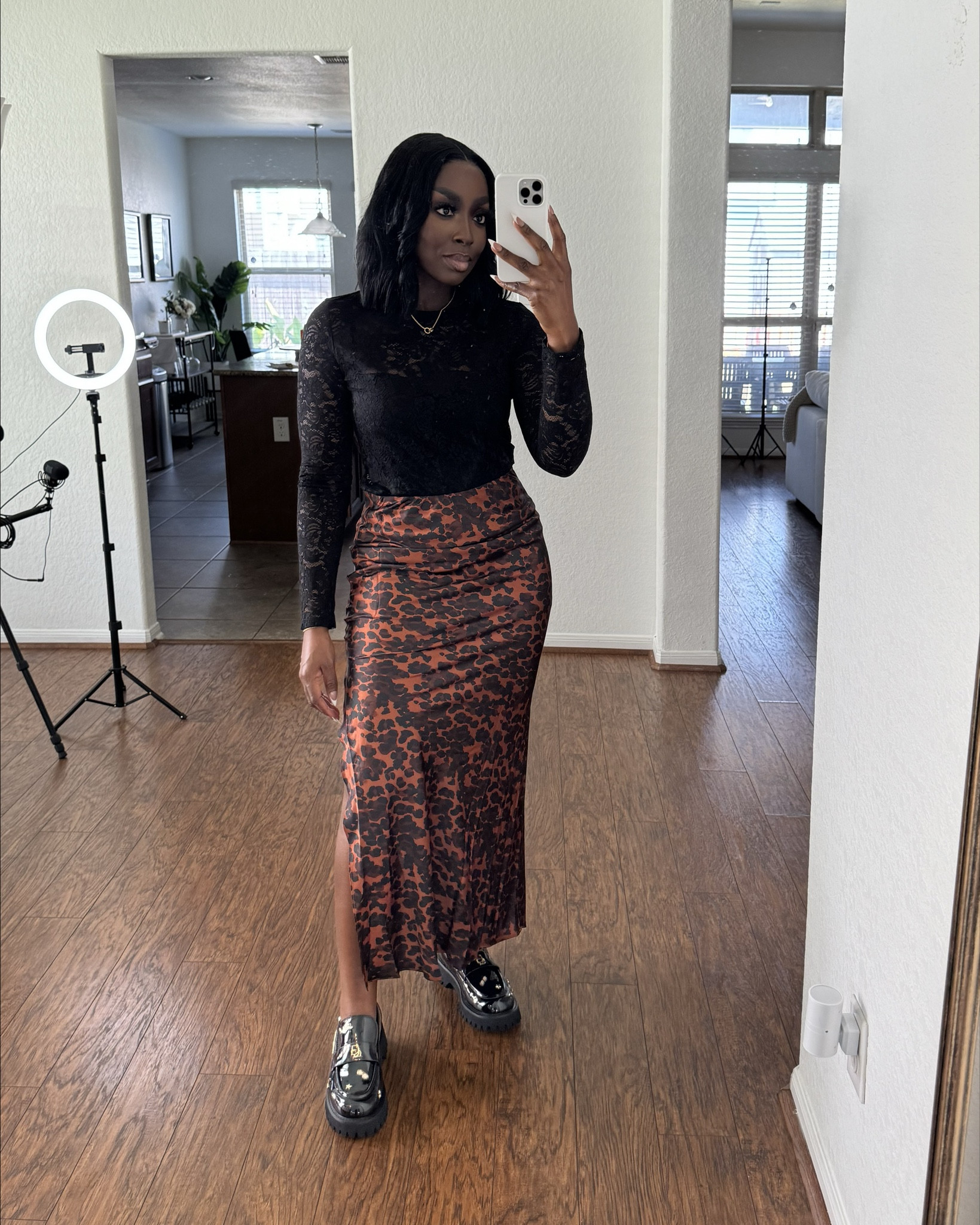 I love how elevated yet casual and comfortable this look is. Lace and leopard are definitely in style this fall! Perfect outfit for a holiday party or for fall family photos! 

#LTKBeauty #LTKFindsUnder100 #LTKStyleTip