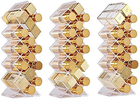 3 Pack Lolalet Lipstick Holder Organizer, 48 Spaces Acrylic Stackable Fish Shape Lipsticks Tower Lip | Amazon (US)