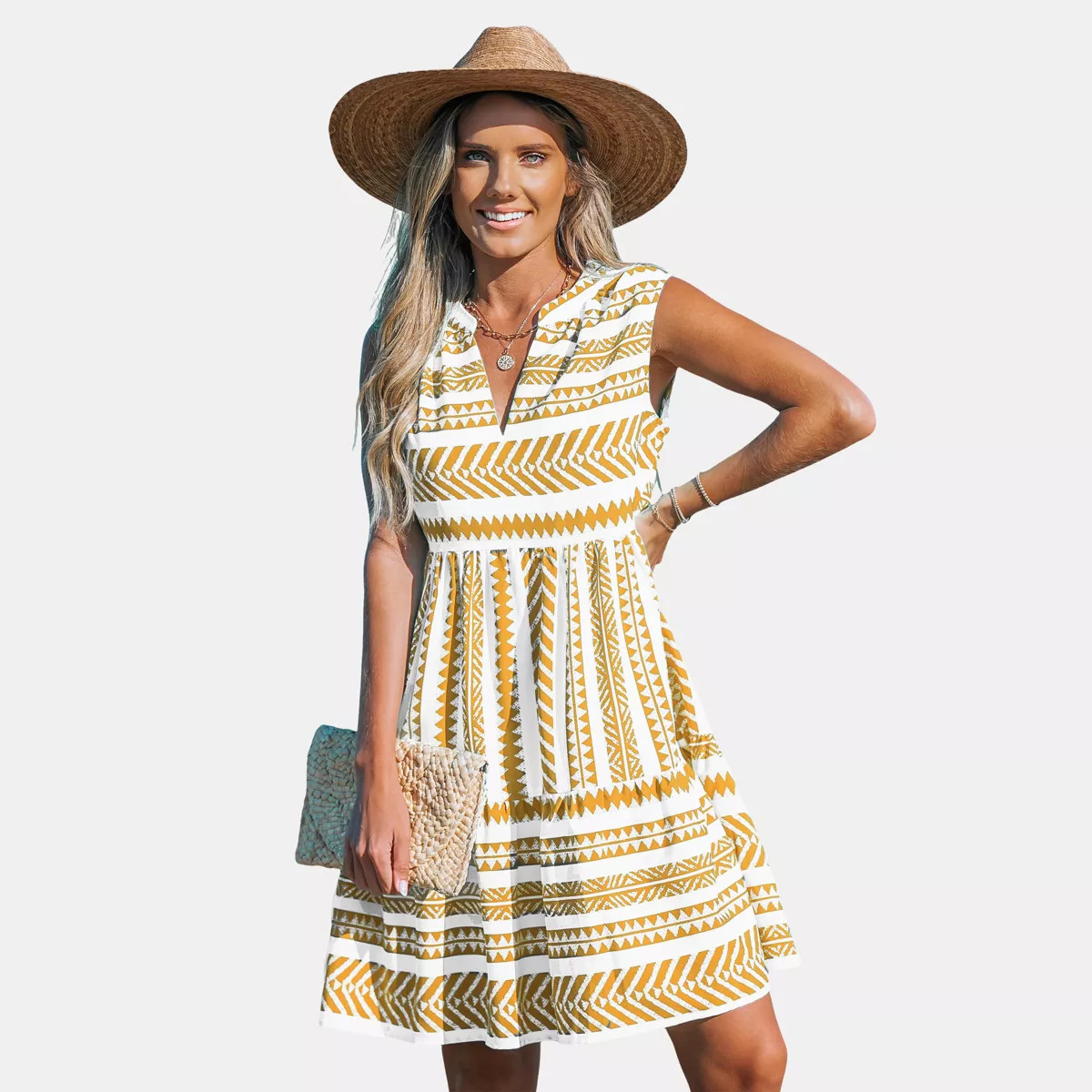 Women's Geometric Print Sleeveless Mini Dress - Cupshe | Target