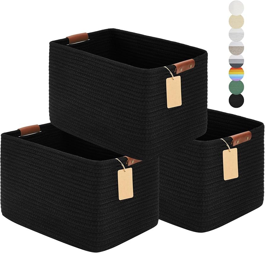 shellspace Storage Basket, 15" Lx10 Wx9.5 H Cotton Rope Baskets for Organizing, Woven Baby Basket... | Amazon (US)
