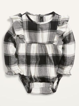 Ruffled Long-Sleeve Buffalo Plaid Bodysuit for Baby | Old Navy (US)