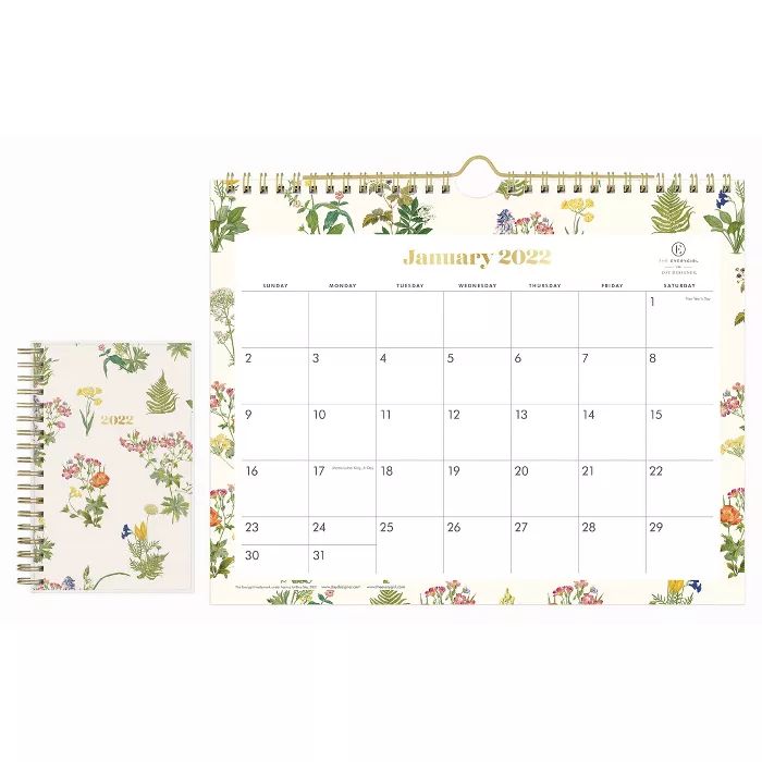 2022 Wall Calendar 11&#34;x8.75&#34; Monthly Wirebound Botanica - The Everygirl for Day Designer | Target