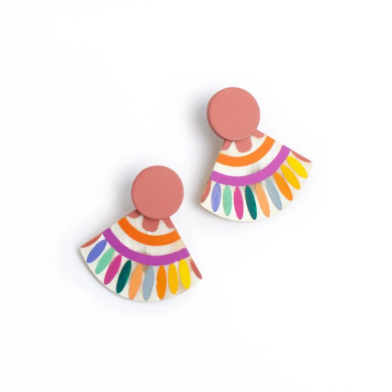 Rainbow Sunset Tile Earrings | Sunshine Tienda