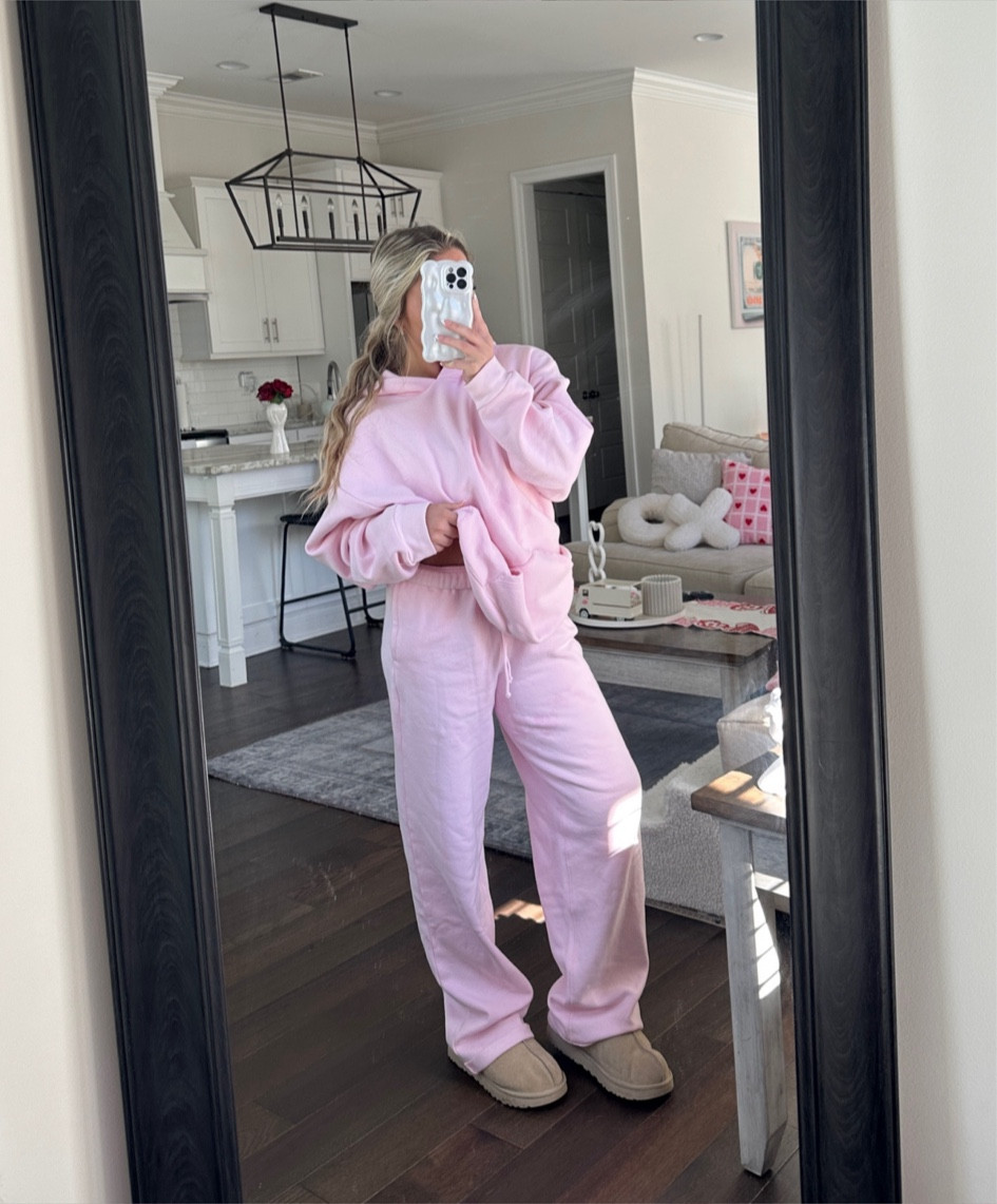 skims pink lounge/sweats set (size M in both oversized hoodie + straight leg sweats worn) 🌸 

New skims, Skims cherry blossom, skims Valentine’s Day release, pink skims, two piece set, comfy outfit inspo, pink hoodie, winter outfits, winter loungewear, winter fashion finds, comfy matching set, Valentine’s Day aesthetic, pink cozy outfit, winter-spring transitional outfit #LTKMostLoved #LTKGiftGuide #LTKfindsunder100 #LTKActive #LTKhome #LTKU

#LTKSeasonal #LTKmidsize #LTKstyletip
